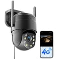 thumbnail image 1 of Runofast 4G LTE Cellular Security Camera Wired Indoor/Outdoor, No WiFi Security Cameras Plug-in for 24/7 Recording (Black), 1 of 8
