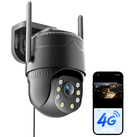 Runofast 4G LTE Cellular Security Camera Wired Indoor/Outdoor, No WiFi Security Cameras Plug-in for 24/7 Recording (Black) price history and forecast - RUNOFAST CD-01