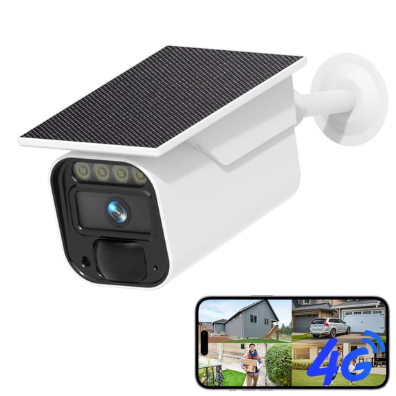 Runofast 4G LTE Cellular Solar Security Cameras Wireless Outdoor, No WiFi Security Camera Built-in Virtual SIM Card, 9000mAh Battery, Solar Powered, AI Detection