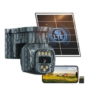 Runofast 4G LTE Solar Cellular Security Camera Wireless Outdoor, No WiFi Needed, AOV Recording, 2K PTZ Live View, Built-in eSIM, Motion Detection, Includes 32GB SD Card for Off-Grid Home , US Version