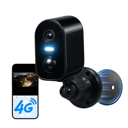 Runofast No WiFi Security Camera Indoor, Magnetic Mount, 4G LTE Cellular Security Cameras Wireless Outdoor Built-in Virtual SIM Unlimited data, 7000mAh Battery Powered (Black)