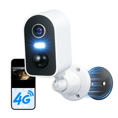 Runofast No WiFi Security Camera Indoor 4G LTE, Magnetic Mount, 4G LTE Cellular Security Cameras Wireless Outdoor Built-in Virtual SIM Unlimited data, 7000mAh Battery Powered