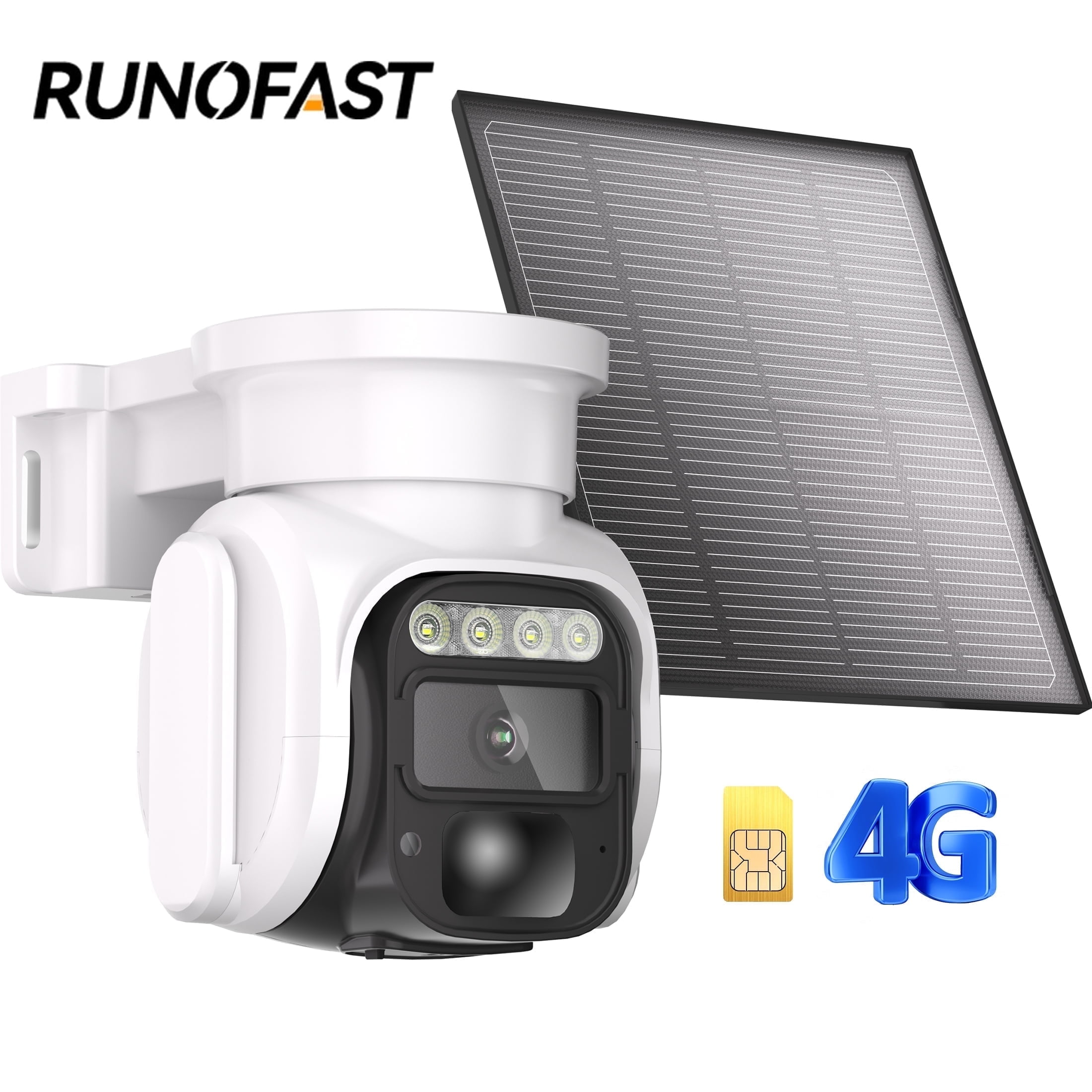 Runofast Security Cameras Wireless Outdoor Solar Powered, 4G LTE Cellular Security Camera With SIM, No Wifi Home Surveillance Camera