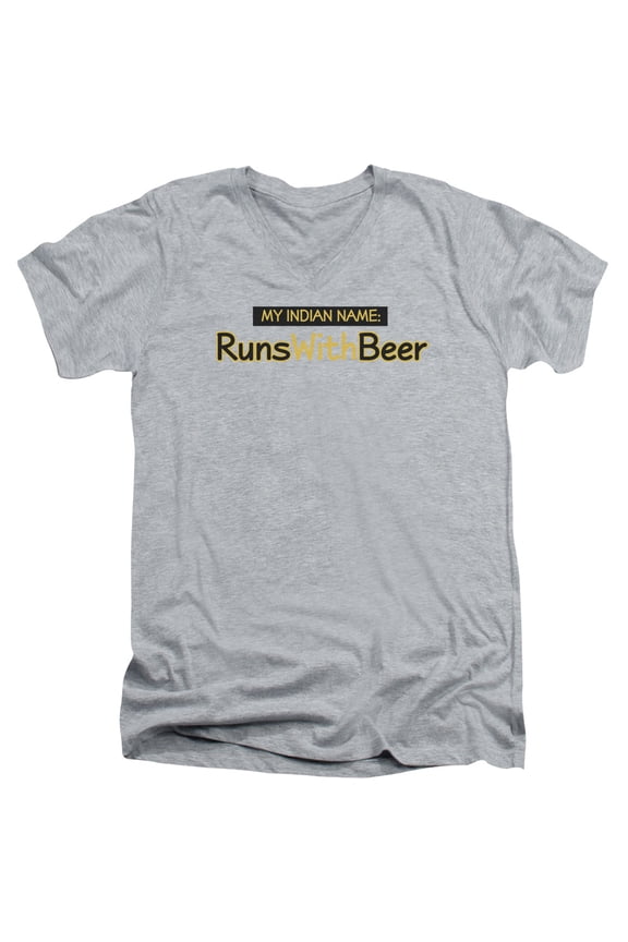 - Runs With Beer - Slim Fit V Neck Shirt - X-Large