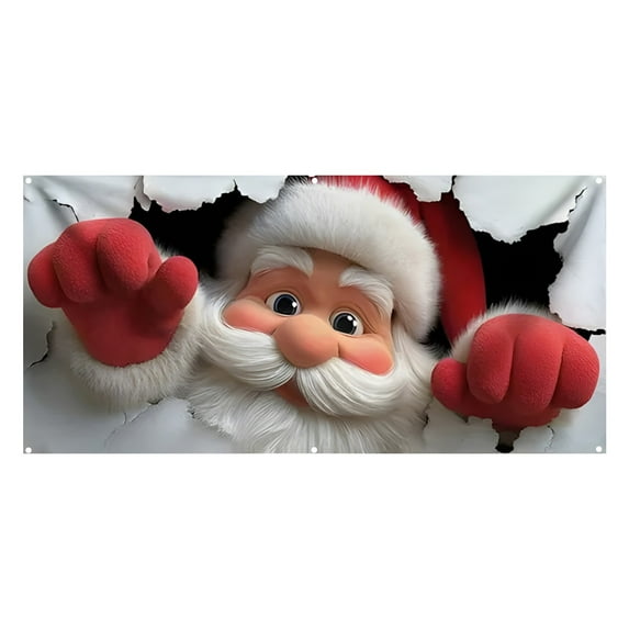 Runskmd Garage Door Christmas Cover Santa Garage Door Cover Festival Holiday Decor For Outdoor Background Wall And Street With Hooks Easy To Install Welcome Holiday