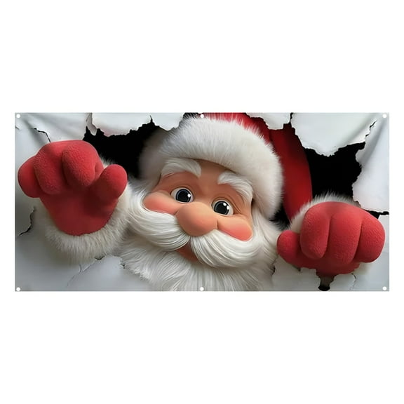 Runskmd Garage Door Christmas Cover Santa Garage Door Cover Festival Holiday Decor For Outdoor Background Wall And Street With Hooks Easy To Install Welcome Holiday