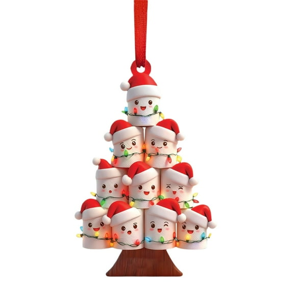 Runskmd Unique Christmas Toilet Acrylic Ornament, Toilet Santa Hat Keepsake, Humor Bathroom Decor or Christmas Tree Decor, Custom Toilets Xmas Holiday Shaped Ornament Gift For Friends