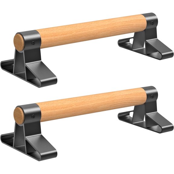 Runstore Anti-slip Push up Bars, Parallettes Bars, Solid Wood with Sturdy Metal Bracket, Support 600 lbs
