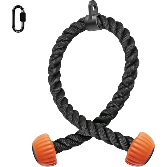 Runstore Nylon Triceps Rope with Non-Slip Soft Rubber Ends, 36 inches Pull Down Rope for Cable Machine