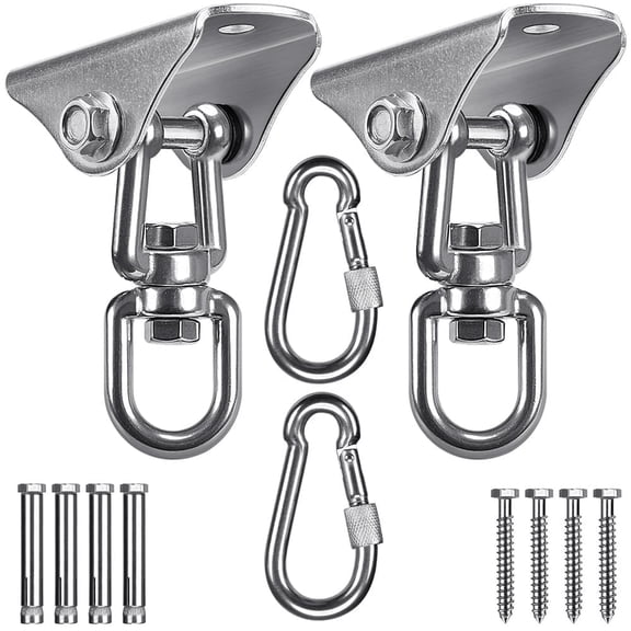 Runstore Swing Hangers - 1000 lb Stainless Steel Swivel Mount Hardware with Carabiners, 2 Pack for Porch Hammock, Heavy Bag & Yoga Indoor Outdoor