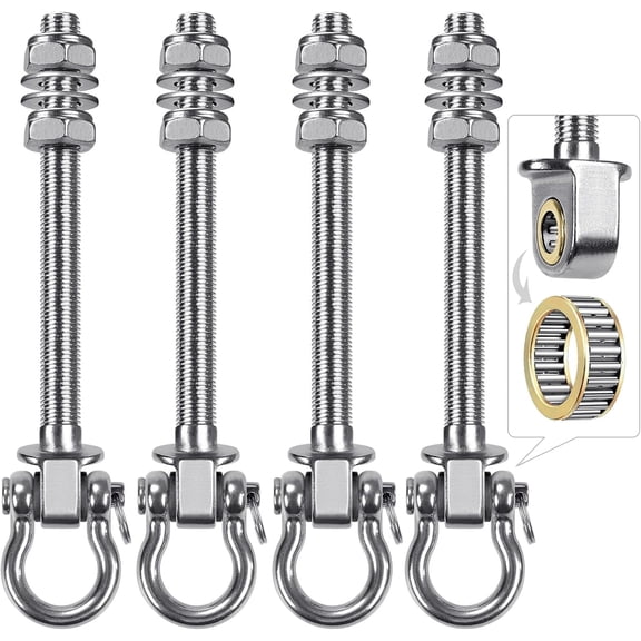 Runstore Swing Hangers with Bearings - Set of 4 Stainless Steel 304 Hardware for Wood & Metal Beams, 1500LB, 7" x M2/5"