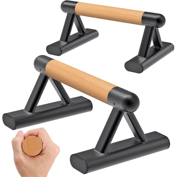 Runstore Wood Push Up Bars Parallettes Bars, Solid Wood with Sturdy Metal Bracket, Support 600 lbs