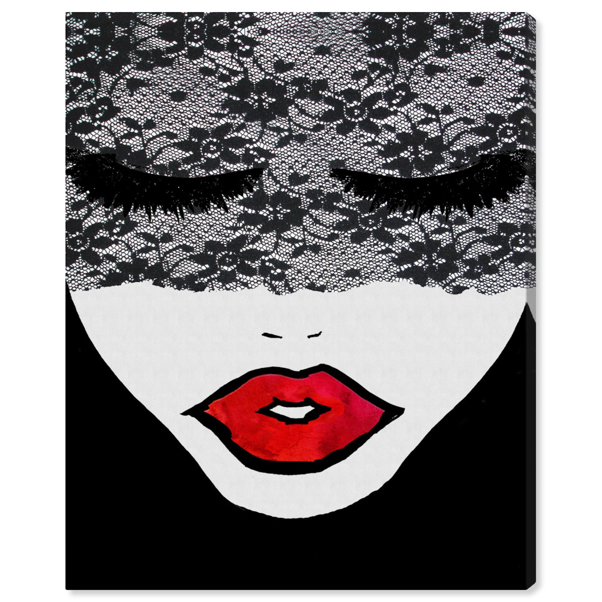 Fashion and Glam Noir and Blush Lips - Graphic Art Print Willa Arlo Interiors Format: Black Framed Canvas, Size: 24 H x 24 W x 1.5 D
