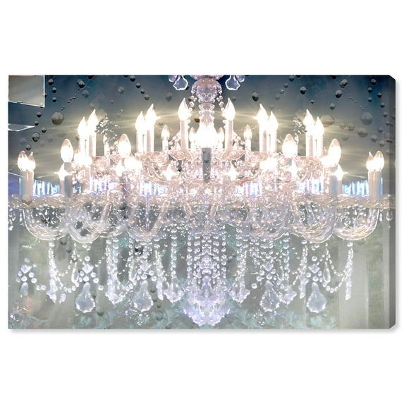 Runway Avenue Fashion and Glam Wall Art Canvas Prints 'Day and Night' Chandeliers - White, Pink