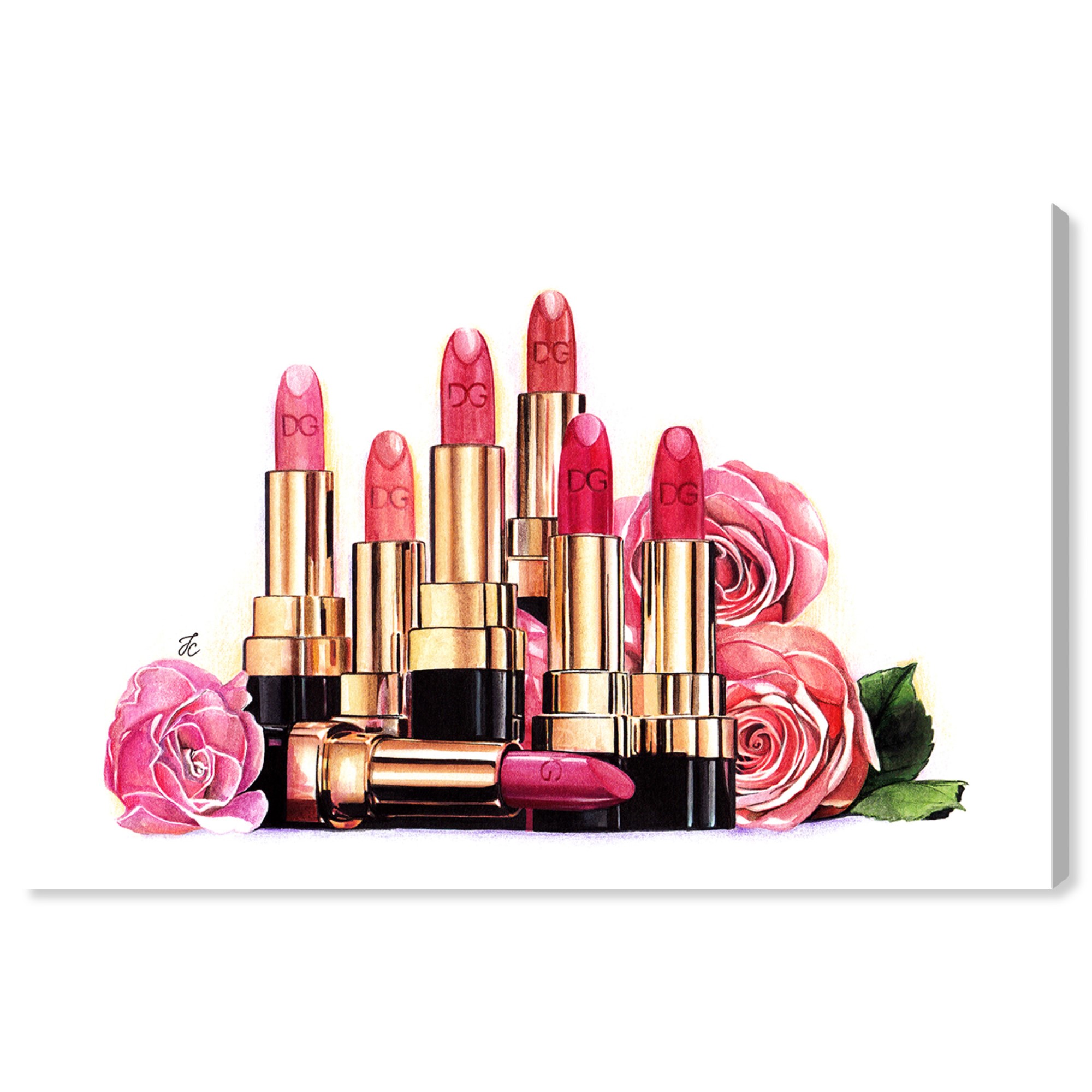 Runway Avenue Fashion and Glam Wall Art Canvas Prints 'Doll Memories Beauty Lips' Makeup