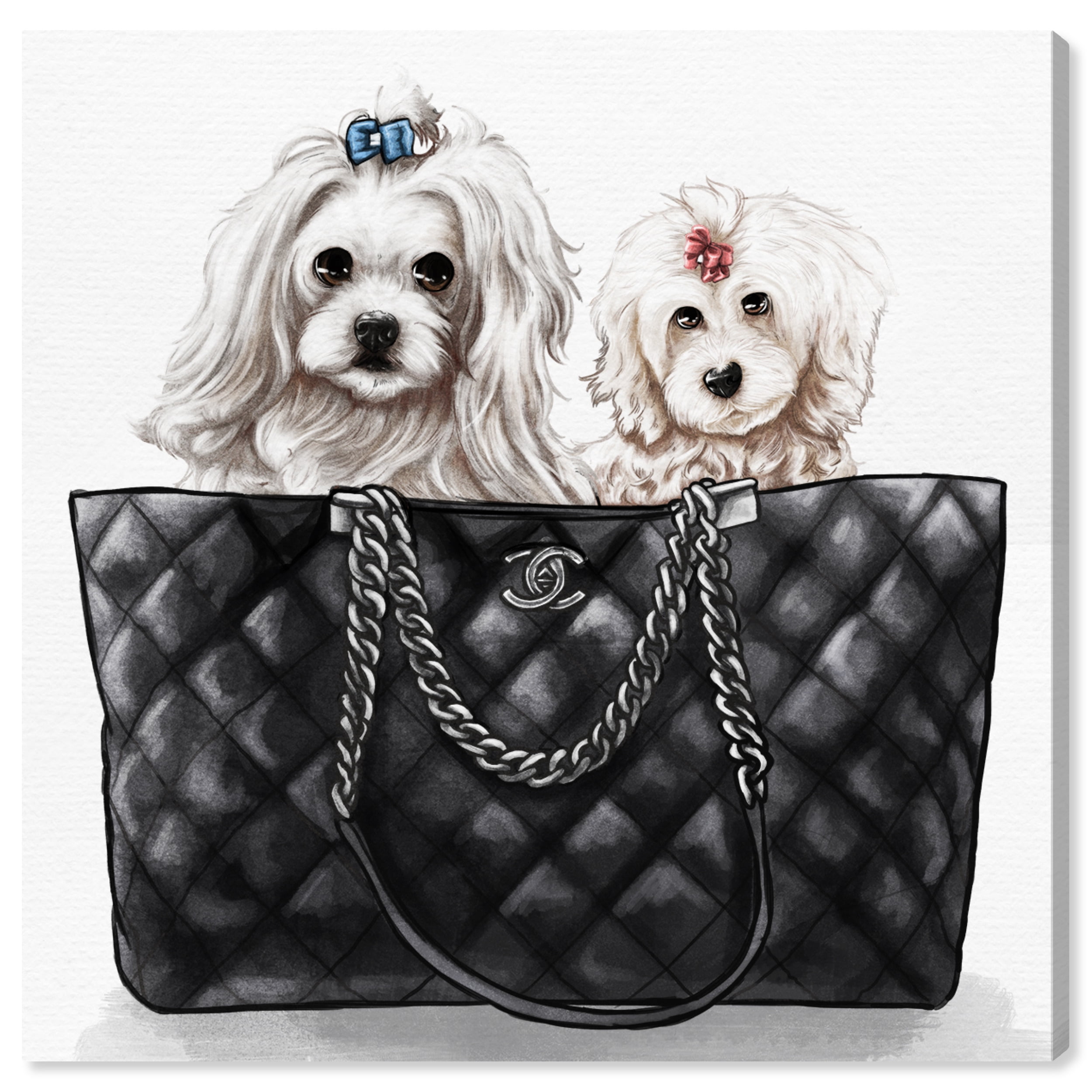 Wynwood Studio Fashion and Glam Wall Art Print 'Puppy Luxury Bag