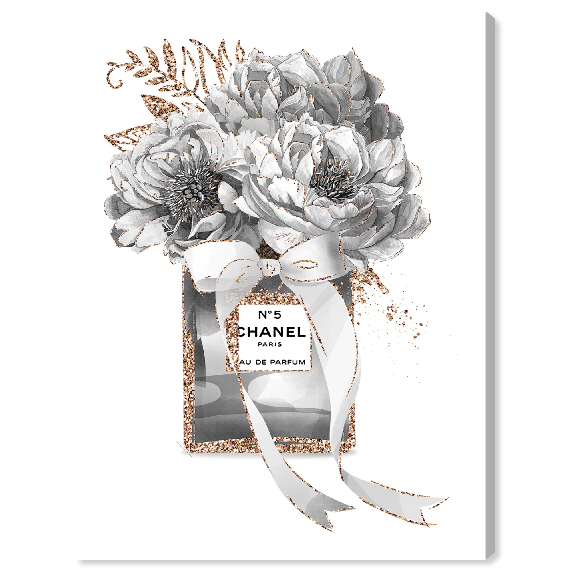 Runway Avenue Fashion and Glam Wall Art Canvas Prints 'Grey Floral  Potpourri' Perfumes - Black, White 