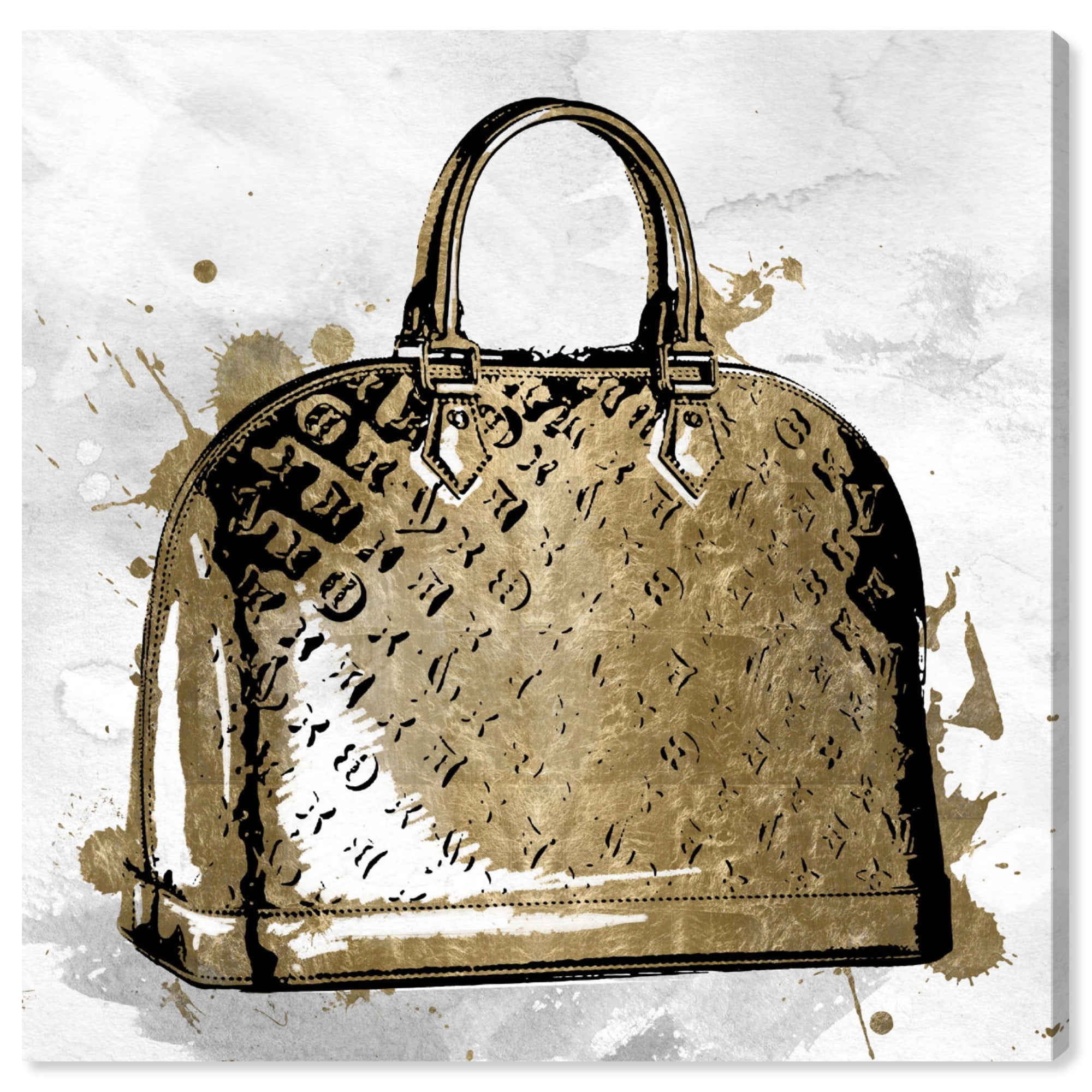 Wynwood Studio Fashion and Glam Wall Art Canvas Prints 'LV Gold' Handbags -  Gold, White 
