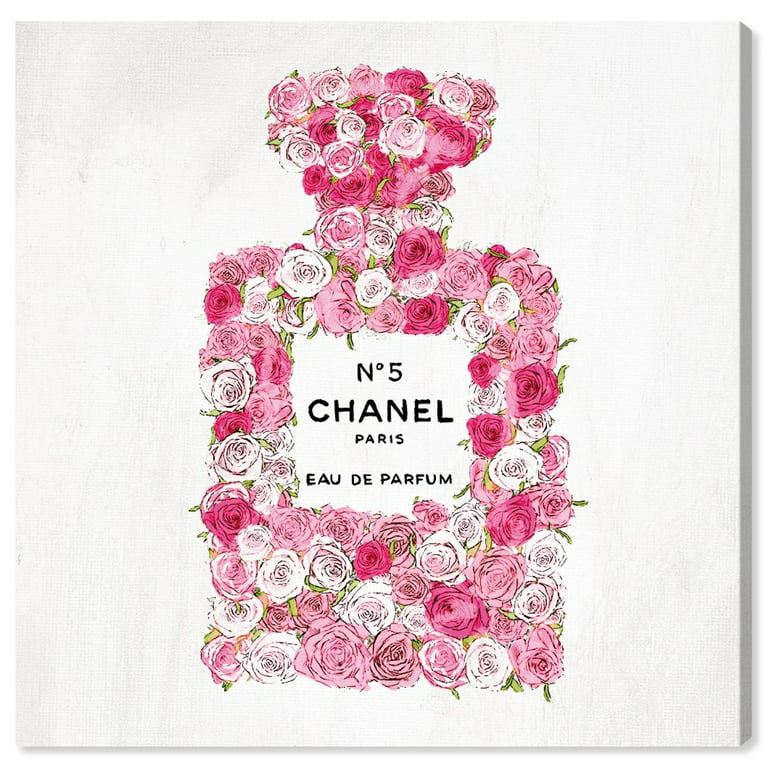 Runway Avenue Fashion and Glam Wall Art Canvas Prints 'Number 5 Rose II '  Perfumes - Pink, Pink 