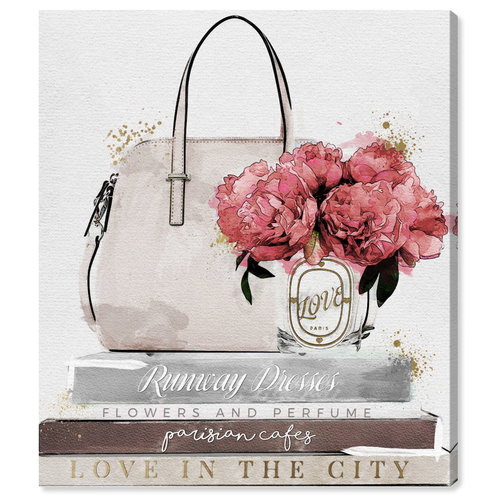  Wynwood Studio Fashion and Glam Wall Art Canvas Prints 'Paris  Floral Perfume' Home Décor, 20 x 20, Gold, Pink : Everything Else