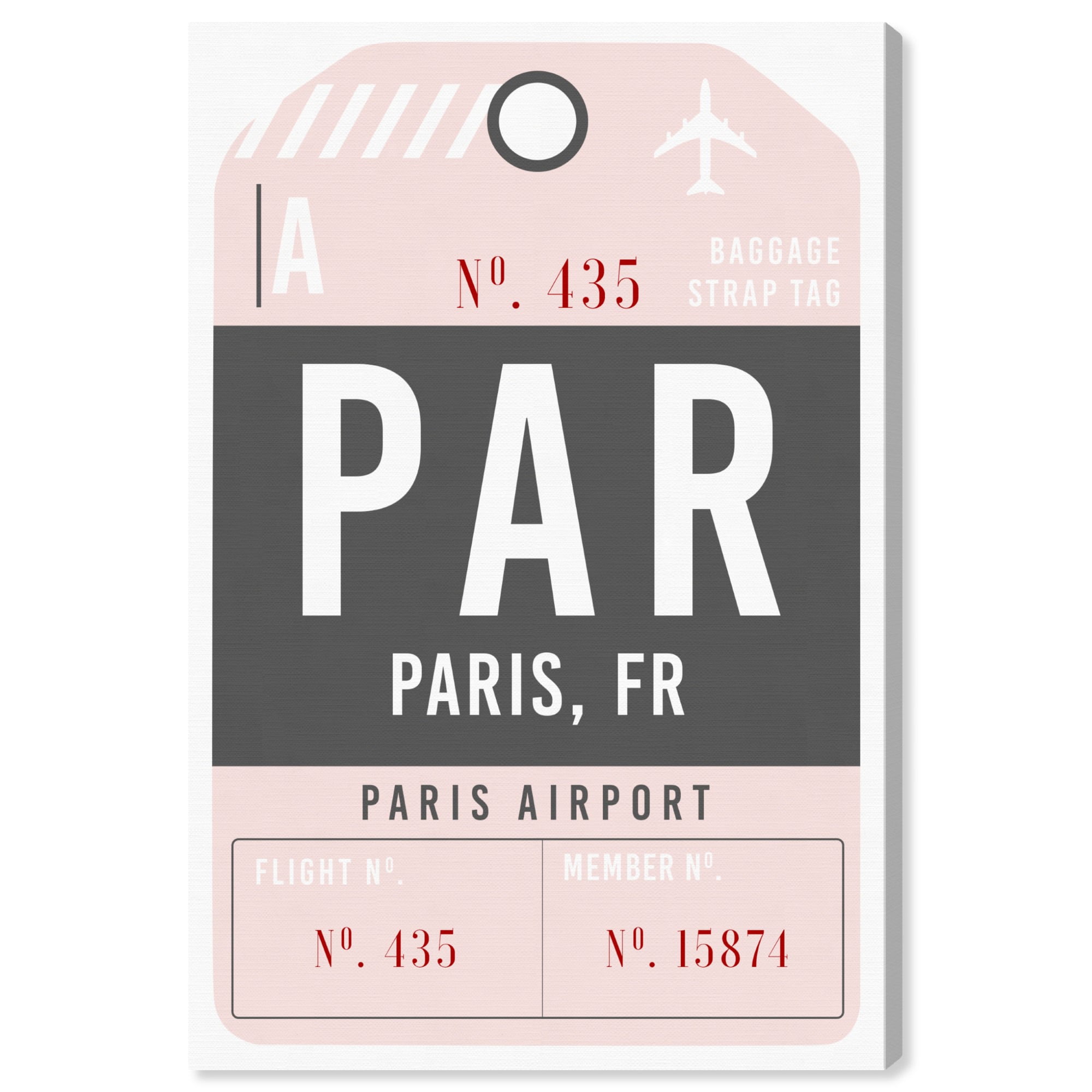 Runway Avenue Typography And Quotes Wall Art Canvas Prints 'Paris Airport  Luggage Tag' Travel Quotes And Sayings - Pink, Gray - Walmart.Com