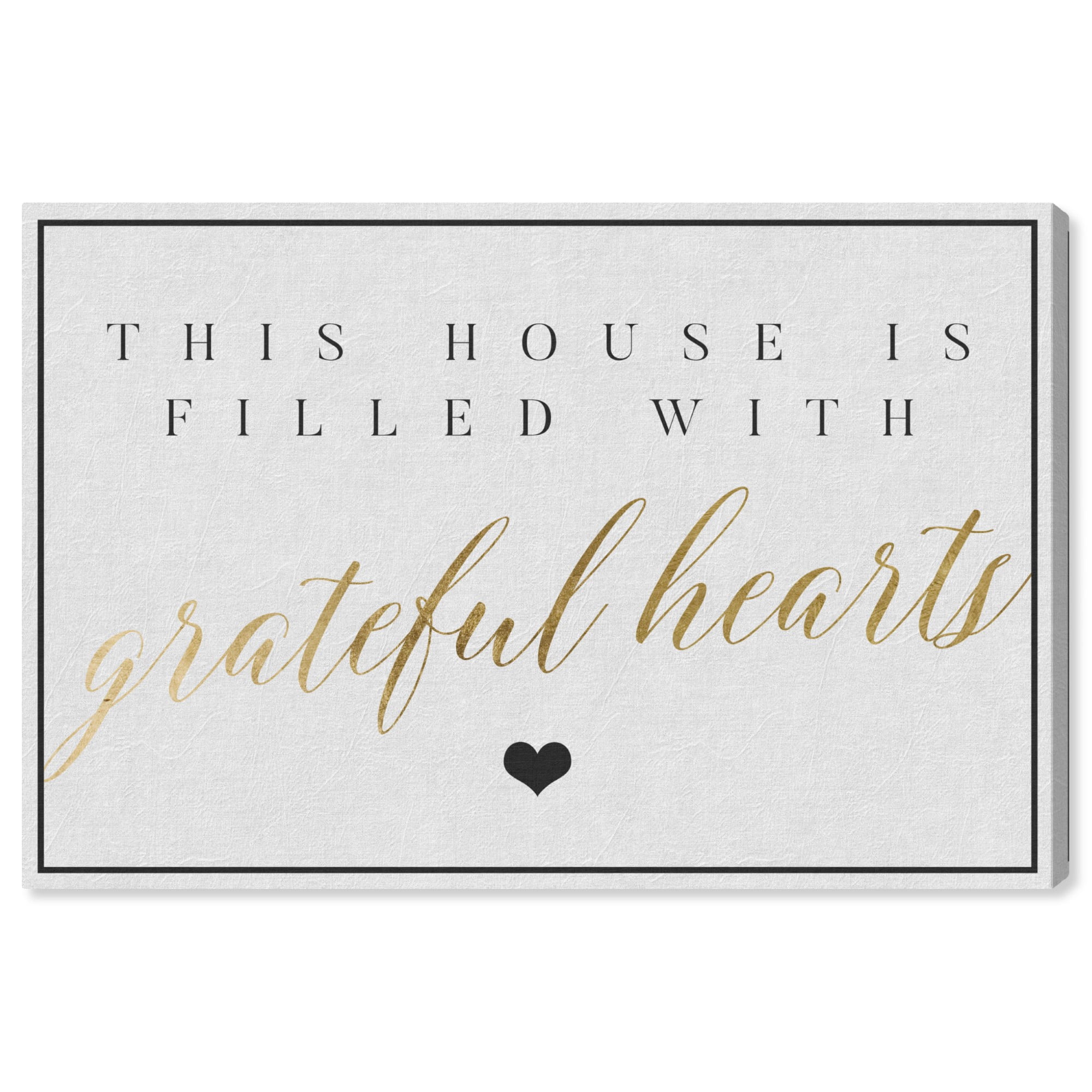 Runway Avenue Typography and Quotes Wall Art Canvas Prints 'This Home Has Grateful Hearts' Inspirational Quotes and Sayings - Gold, White