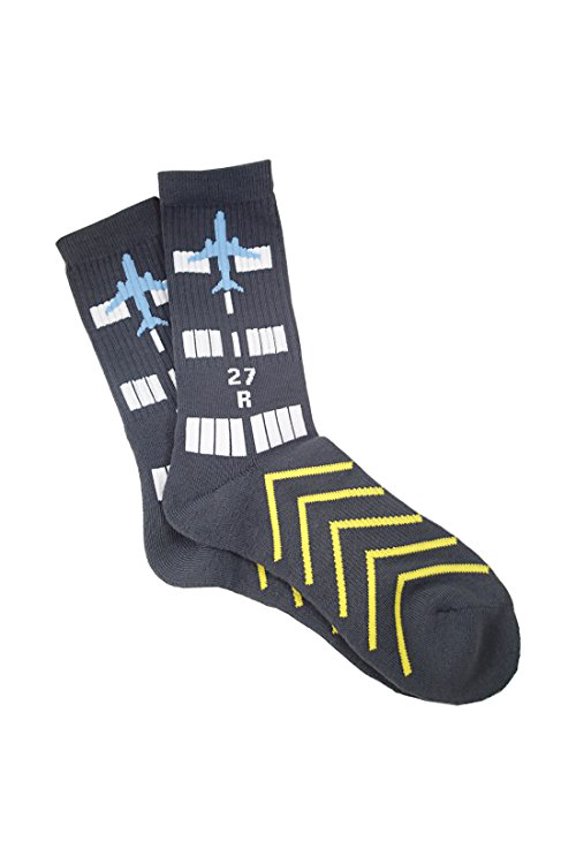 Runway Design, Aviation-Themed Premium Crew Socks 1-Pair