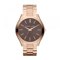thumbnail image 1 of Runway Slim Ladies Rose Gold Brown Dial Quartz Watch MK3181, 1 of 4