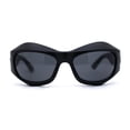 thumbnail image 1 of Runway Trend Exaggerated 90s Plastic Wrap Sport Plastic Sunglasses All Black, 1 of 4