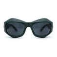 thumbnail image 1 of Runway Trend Exaggerated 90s Plastic Wrap Sport Plastic Sunglasses Green Black, 1 of 4