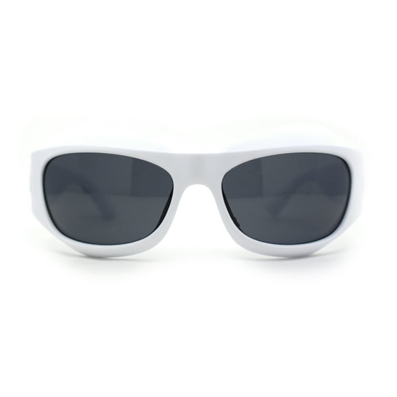 Runway Trend Exaggerated 90s Plastic Wrap Sport Plastic Sunglasses White Black