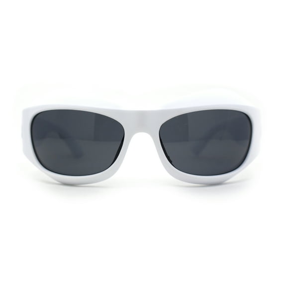 Runway Trend Exaggerated 90s Plastic Wrap Sport Plastic Sunglasses White Black