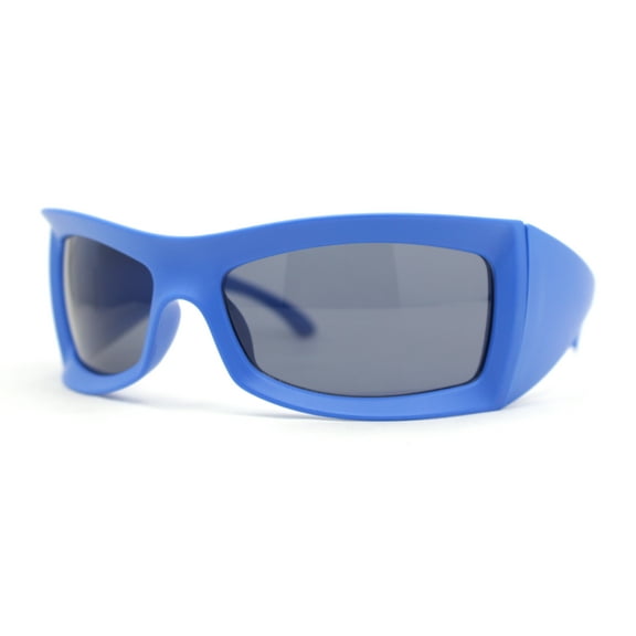 Runway XXL Oversized Wrap Around Exaggerated Sport Sunglasses Blue - Black