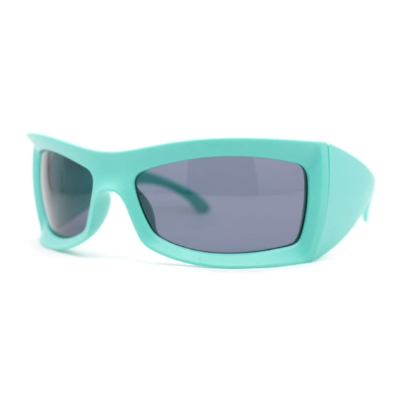 Runway XXL Oversized Wrap Around Exaggerated Sport Sunglasses Teal - Black