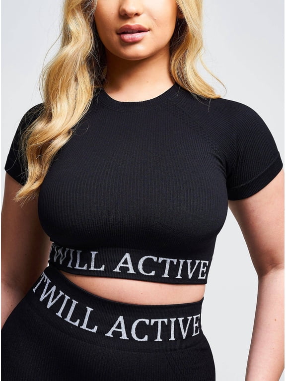 Women's Avra Panel Recycled Seamless Crop Top - Black - Sizes S-L