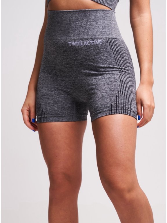 Women's Prunella Recycled Ruched Booty Shorts - Gray Marl - Sizes S-L