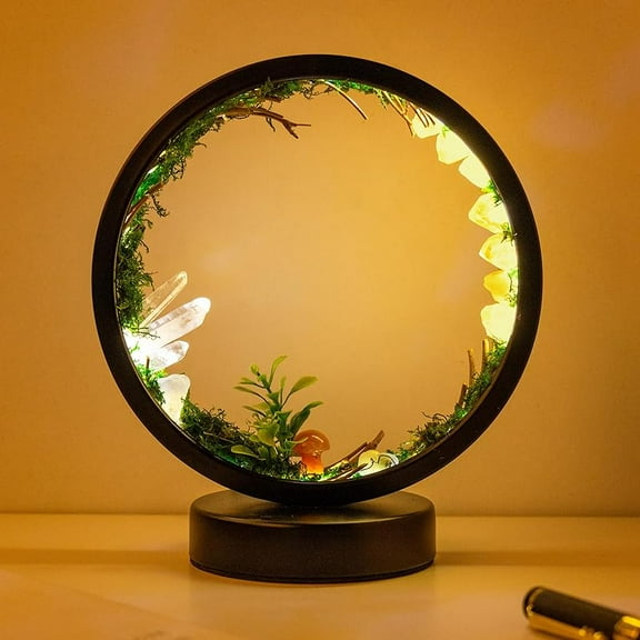 Runyansghi Forest Style Bedroom Night Light USB Port 3 Colours Dimming Mode Bedside Lamp Natural Clear Quartz Single Crystal Healing Crystal Night Lamp for Bedroom Office Home Decor Gift