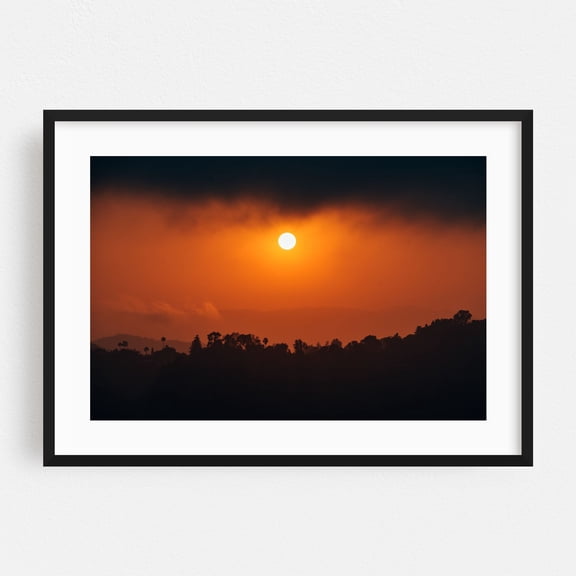 Runyon Canyon Sunset 03 - Los Angeles California Photography Sunset Scenic Nature Landscape Silhouette Tropical Summer Black Framed Wall Art Print 5 x 7 inches