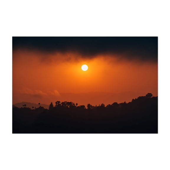 Runyon Canyon Sunset 03 - Los Angeles California Photography Sunset Scenic Nature Landscape Silhouette Tropical Summer Unframed Wall Art Print 20 x 28 inches