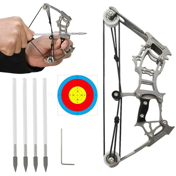 Runzkzy 5.9inch Mini Compound Bow Mini Bow and Arrow Set Shooting Practice Archery