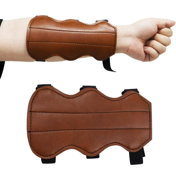Runzkzy Archery Armguard Leather Bow Armguard Adjustable Wrist Guard for Shooting and Hunting