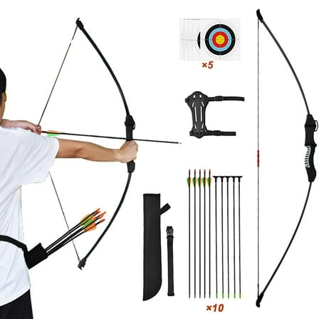 Runzkzy Bow and Arrow for Teens Beginner Archery Shooting Practice Compound Bow Training Set