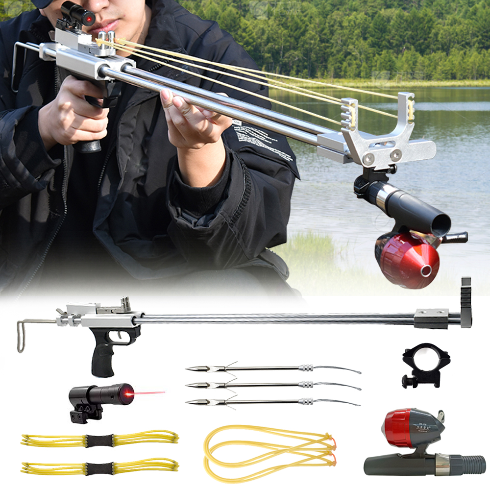 Runzkzy Extended Hunting Fish Shooting Slingshot With Fishing Wheel 