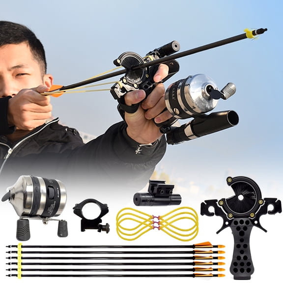Runzkzy Fish Shooting Slingshot Outdoor Fishing Arrow Feather Hunting Catapult Suit