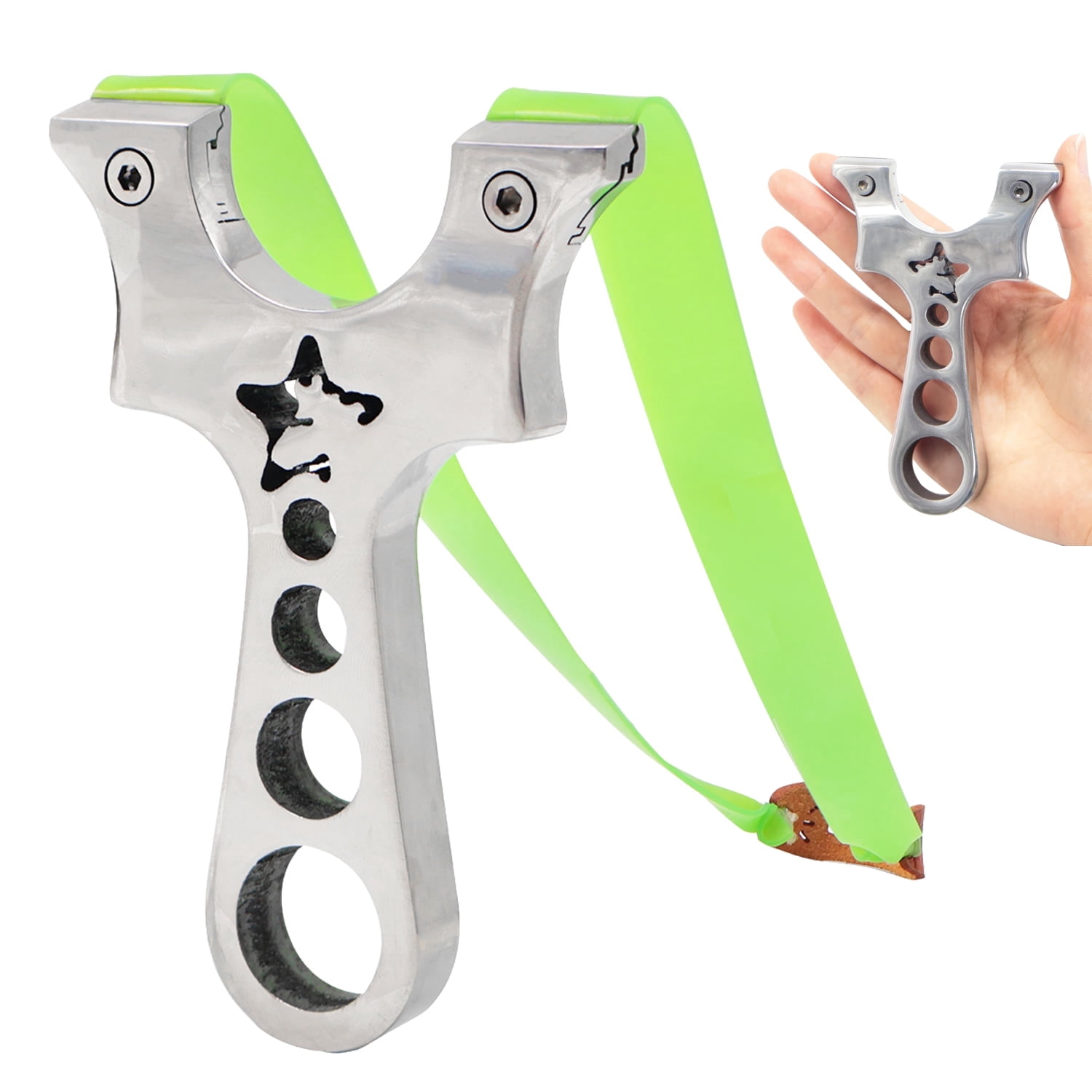 Runzkzy Hunting Slingshot Stainless Steel Catapult Flat Rubber Band ...