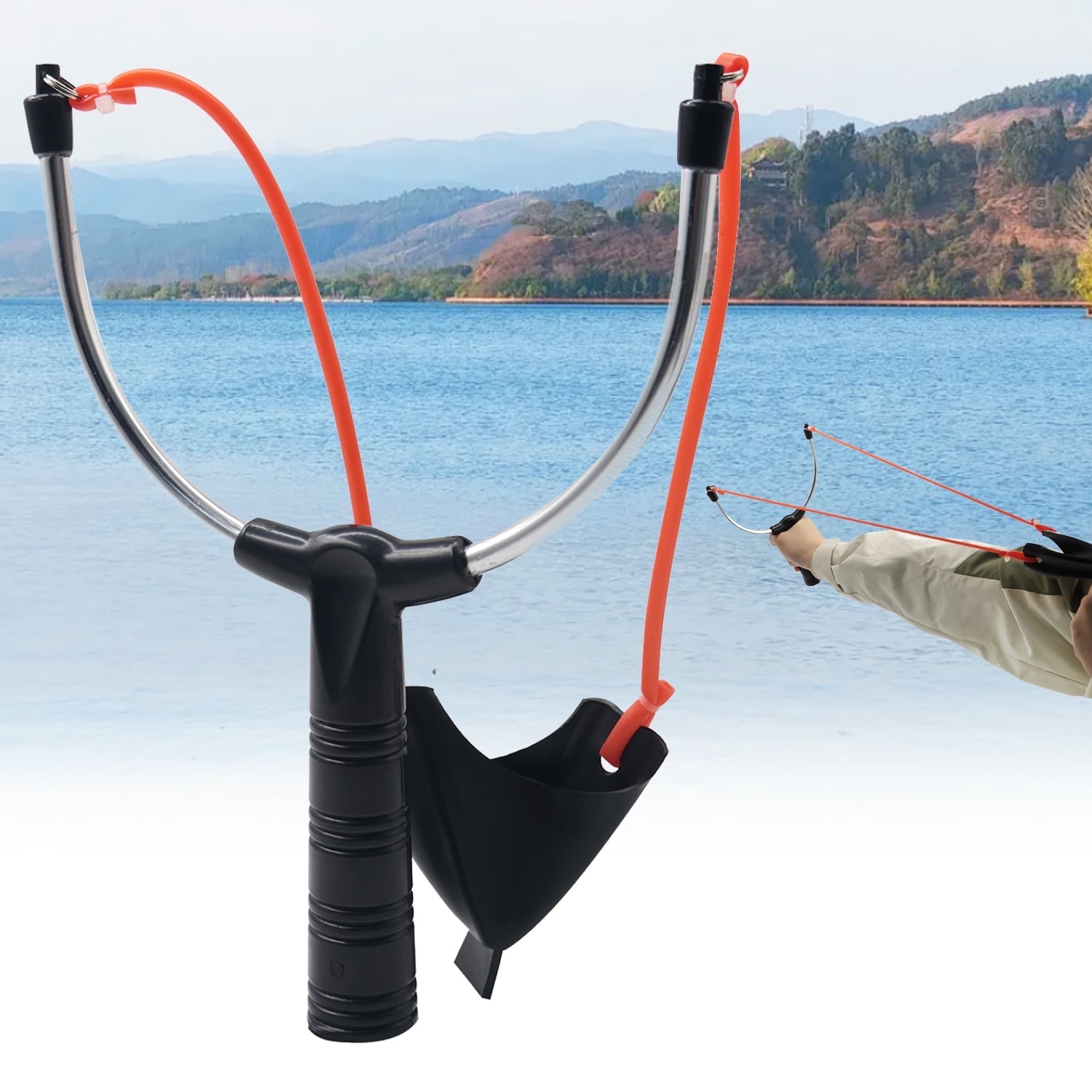Runzkzy Outdoor Bait Thrower Slingshot Used For Fishing Feeding Fish 