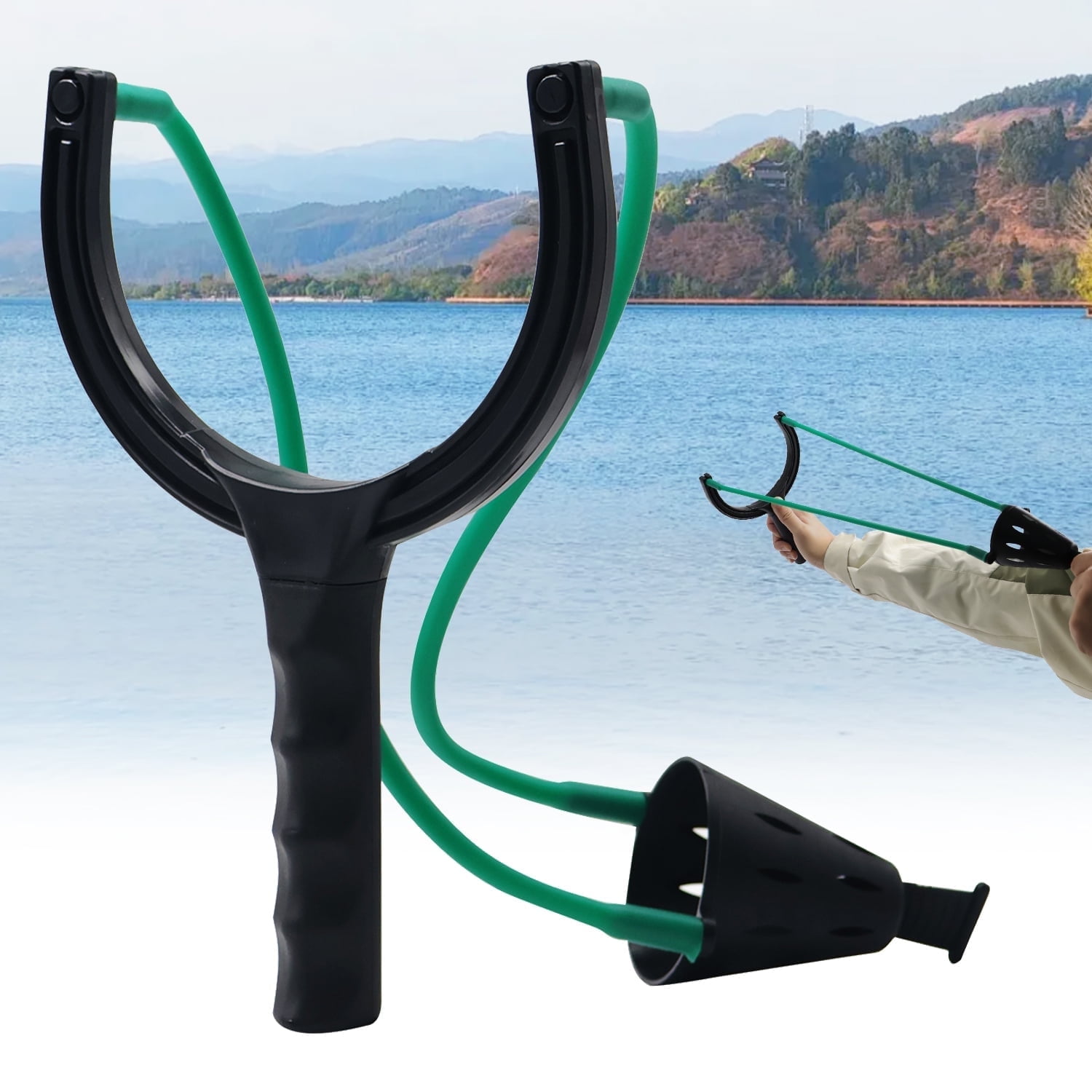 Runzkzy Outdoor Bait Thrower Slingshot Used For Fishing Feeding Fish 