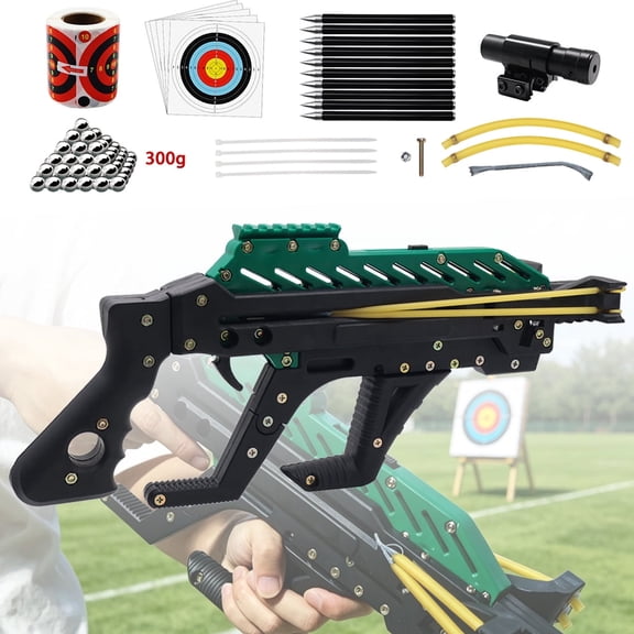 Runzkzy Outdoor Multi-Purpose Slingshot with Steel Ball and Arrow Competition Shooting Set