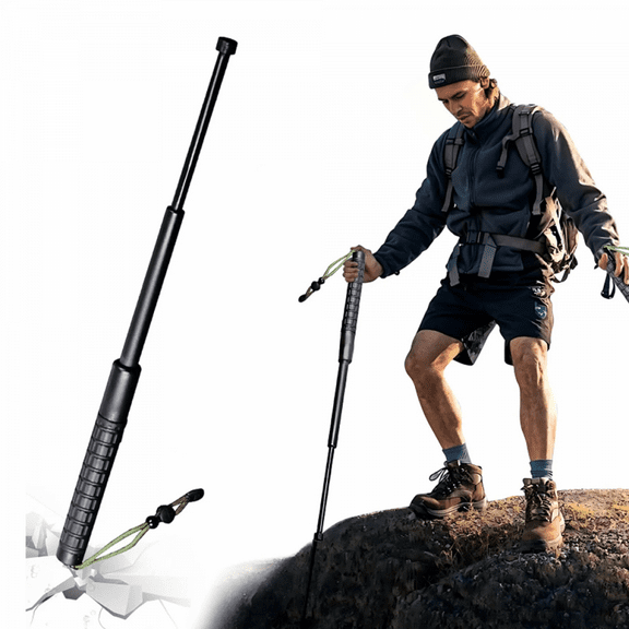 Runzkzy Portable Telescopic Hiking Pole Telescopic Outdoor Safety Camping Tools Spring Hiking Pole