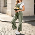 thumbnail image 1 of Ruohan Women's Floral Denim Overalls Adjustable Straps Wide Leg Fringe Hem Jumpsuit, 1 of 6